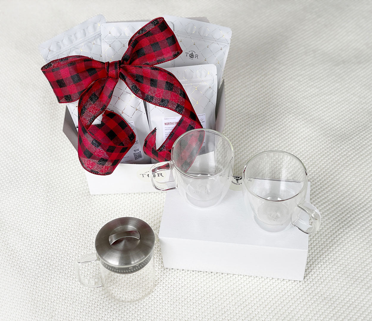 Top Sellers Gift Basket + Easy Brew + Glass Tea Cups
